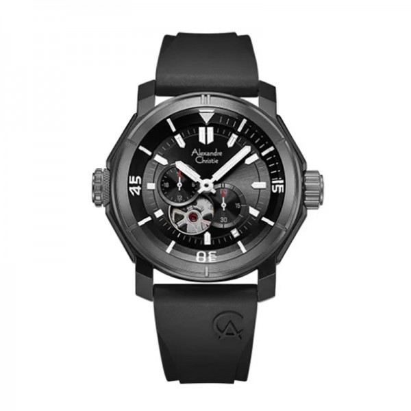 Alexandre Christie AC 6565 Grey Black Rubber Automatic MAREPBA